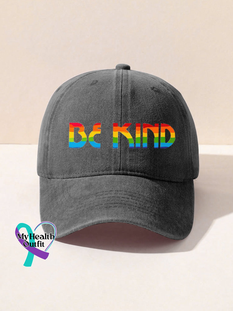 Be Kind Kindness Pride Rainbow Print Hats Grey / Onesize