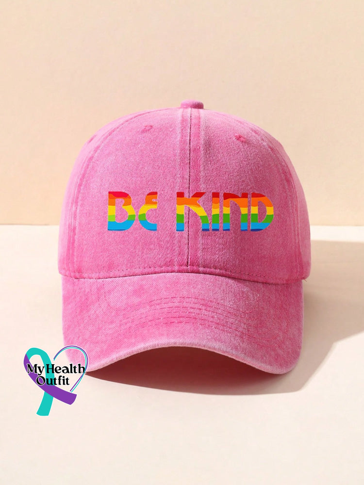 Be Kind Kindness Pride Rainbow Print Hats Pink / Onesize