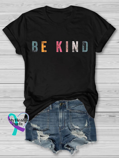 Be Kind Letter Inspirational Printed T-Shirt Black / S