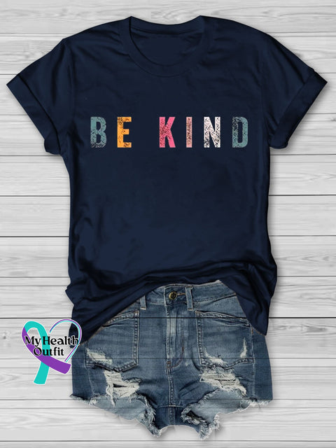 Be Kind Letter Inspirational Printed T-Shirt Blue / S