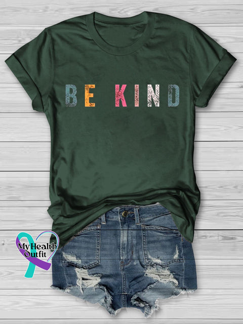 Be Kind Letter Inspirational Printed T-Shirt Green / S