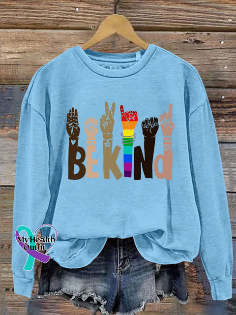 Be Kind Letter Print Casual Sweatshirt