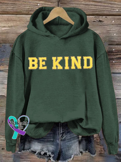 Be Kind Letter Print Casual Sweatshirt Green / S