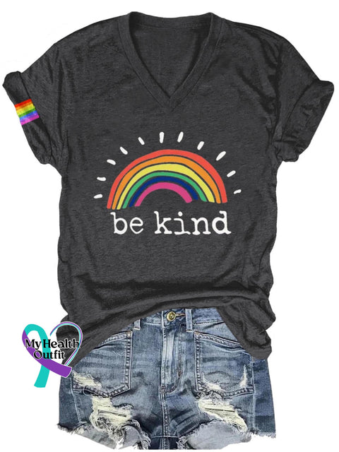 Be Kind Lgbt Art Print Casual T-Shirt Black / S