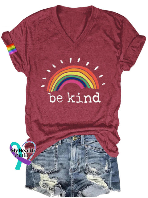 Be Kind Lgbt Art Print Casual T-Shirt Maroon / S