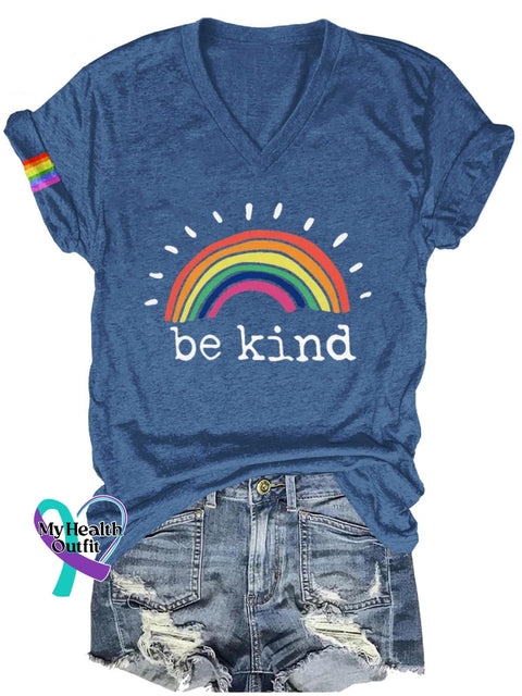 Be Kind Lgbt Art Print Casual T-Shirt Navy Blue / S