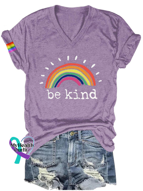 Be Kind Lgbt Art Print Casual T-Shirt Purple / S