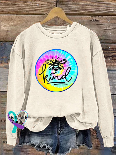 Be Kind Long Sleeve Crew Neck Casual Sweatshirt Beige / S