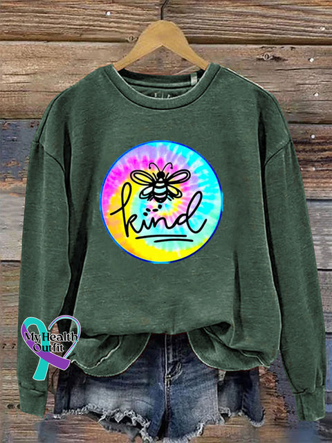 Be Kind Long Sleeve Crew Neck Casual Sweatshirt Green / S