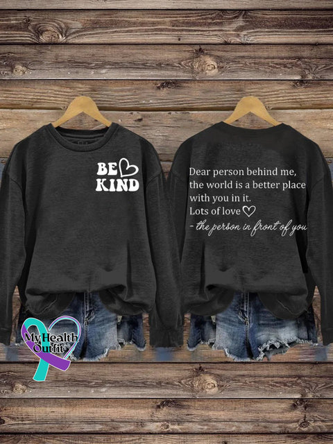 Be Kind Lots Of Love Suicide Prevention Awareness Print Casual Sweatshirt Black / S
