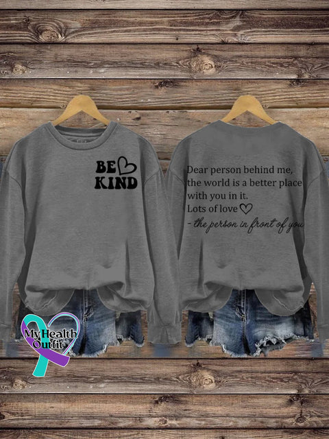 Be Kind Lots Of Love Suicide Prevention Awareness Print Casual Sweatshirt Gray / S