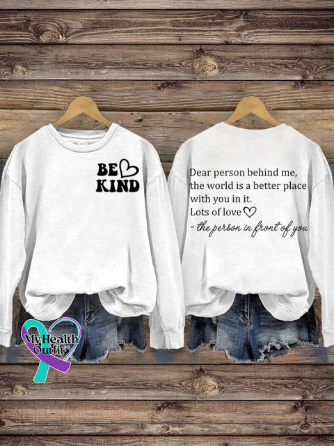 Be Kind Lots Of Love Suicide Prevention Awareness Print Casual Sweatshirt White / S