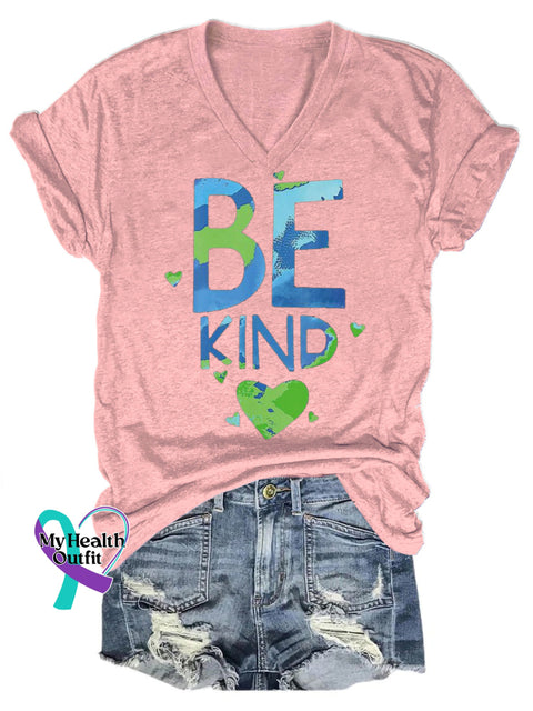 Be Kind Love Print Casual Round Neck Short Sleeve T-Shirt Pink / S