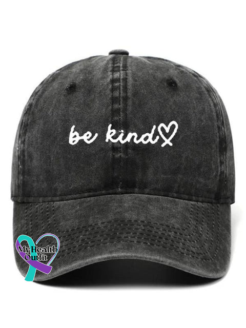Be Kind Mental Health Awareness Art Pattern Casual Print Hats Black / Onesize