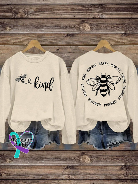 Be Kind Mental Health Awareness Art Pattern Print Casual Sweatshirt Beige / S