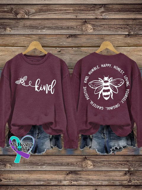 Be Kind Mental Health Awareness Art Pattern Print Casual Sweatshirt Dark Red / S