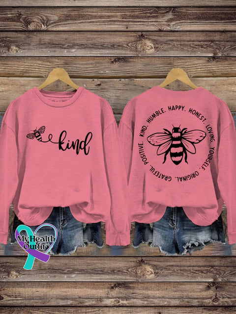 Be Kind Mental Health Awareness Art Pattern Print Casual Sweatshirt Pink / S