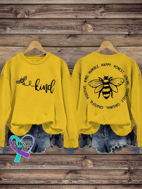Be Kind Mental Health Awareness Art Pattern Print Casual Sweatshirt Yellow / S