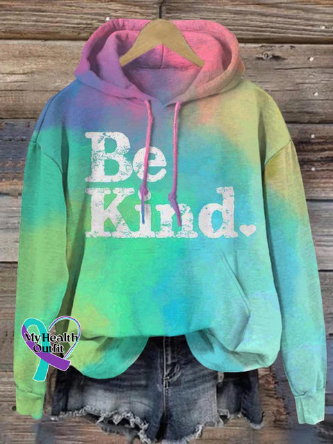 Be Kind Mental Health Awareness Art Print Casual Hoodie Multicolor / S