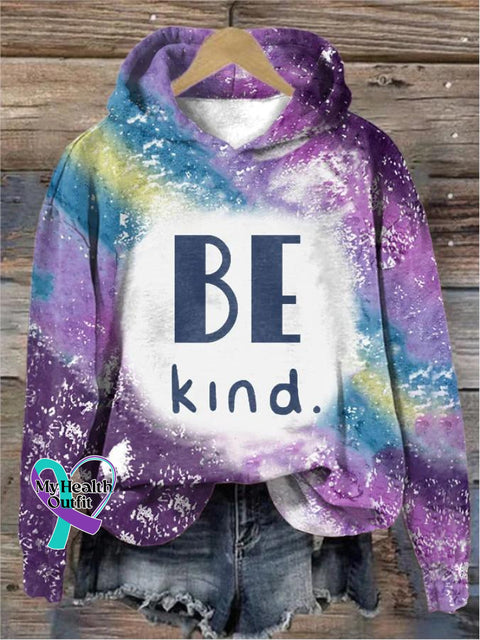 Be Kind Mental Health Awareness Art Print Casual Hoodie Purple / S