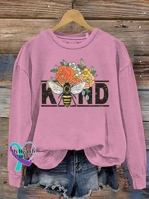Be Kind Mental Health Awareness Flower Art Pattern Print Casual Sweatshirt Pink / S