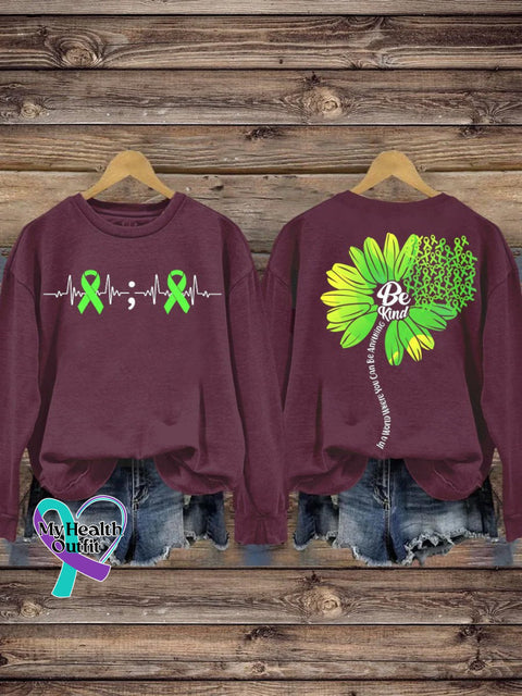 Be Kind Mental Health Awareness Pattern Print Casual Sweatshirt Dark Red / S