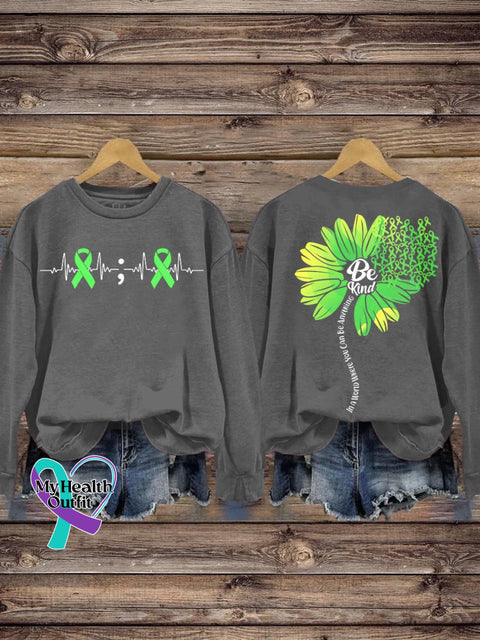 Be Kind Mental Health Awareness Pattern Print Casual Sweatshirt Grey / S