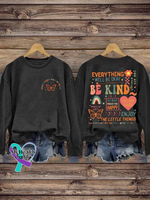 Be Kind Mental Health Casual Sweatshirt Black / S