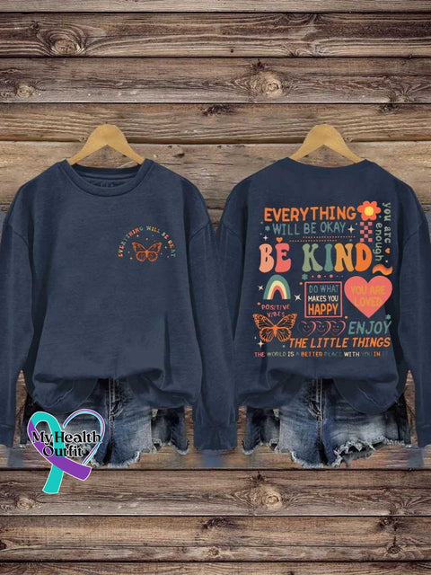 Be Kind Mental Health Casual Sweatshirt Blue / S