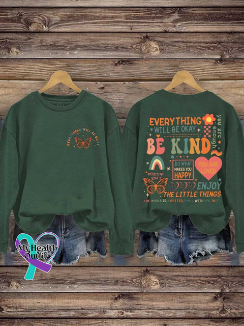 Be Kind Mental Health Casual Sweatshirt Green / S