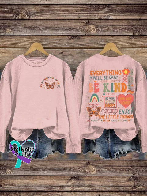 Be Kind Mental Health Casual Sweatshirt Pink / S