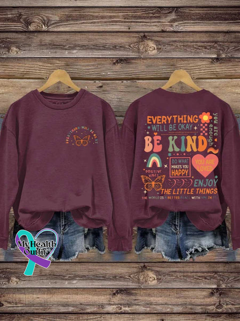 Be Kind Mental Health Casual Sweatshirt Red / S
