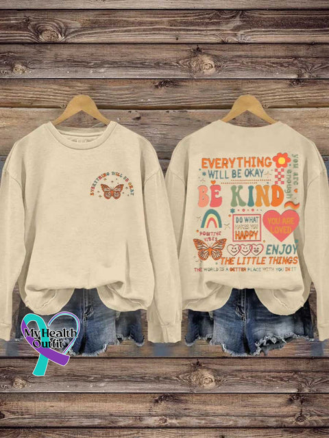 Be Kind Mental Health Casual Sweatshirt Sand / S
