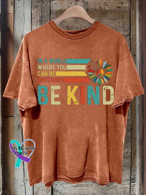 Be Kind Peace Sign Flower Mental Health Awareness T-Shirt Orange / S