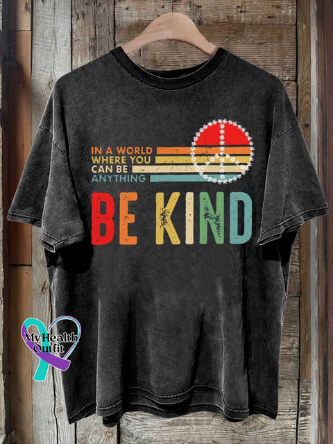 Be Kind Peace Sign Mental Health Awareness T-Shirt Black / S