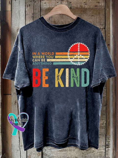 Be Kind Peace Sign Mental Health Awareness T-Shirt Blue / S