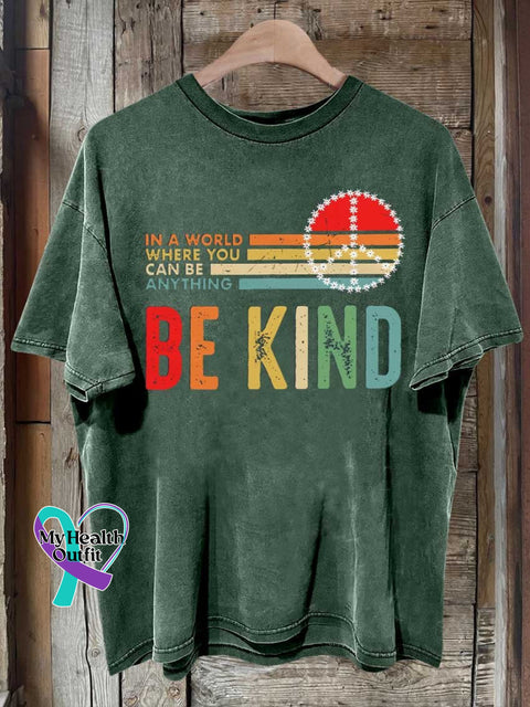 Be Kind Peace Sign Mental Health Awareness T-Shirt Green / S