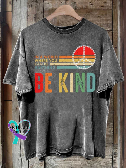 Be Kind Peace Sign Mental Health Awareness T-Shirt Grey / S