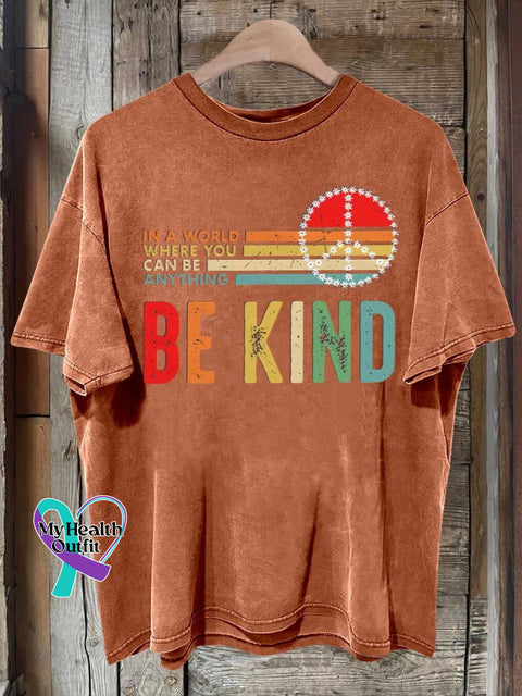 Be Kind Peace Sign Mental Health Awareness T-Shirt Orange / S