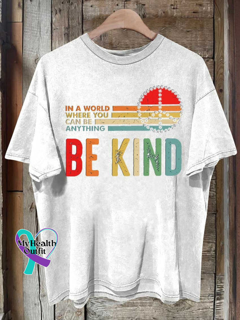 Be Kind Peace Sign Mental Health Awareness T-Shirt White / S