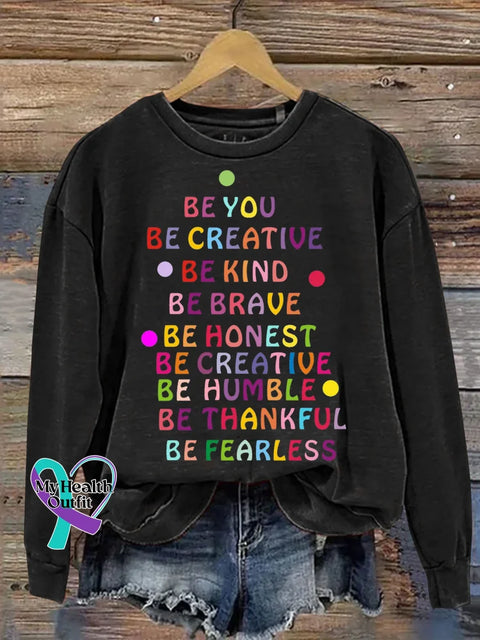 Be Kind Print Casual Sweatshirt Black / S