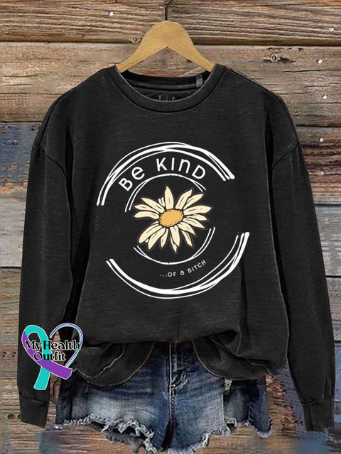 Be Kind Print Casual Sweatshirt Black / S