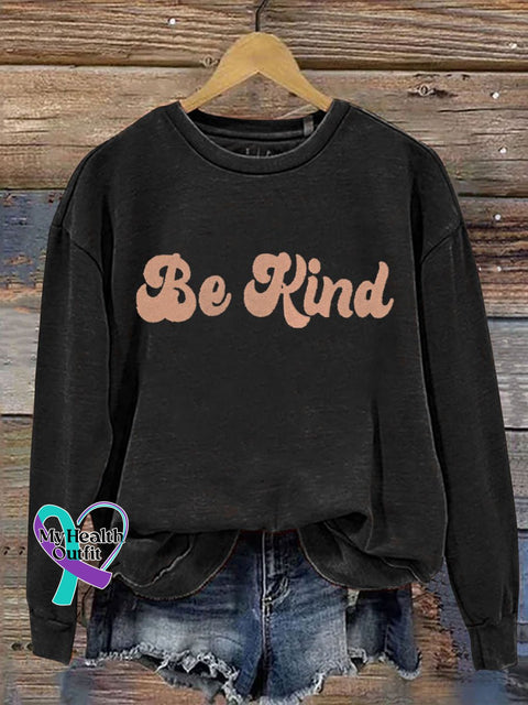 Be Kind Print Casual Sweatshirt Black / S