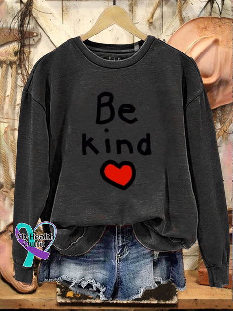 Be Kind Print Casual Sweatshirt Black / S
