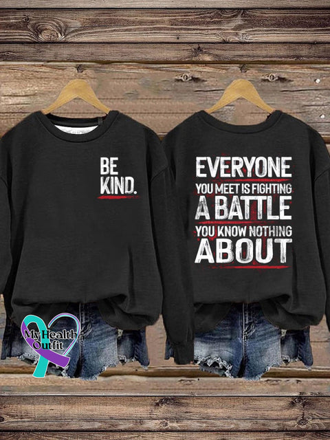 Be Kind Print Casual Sweatshirt Black / S