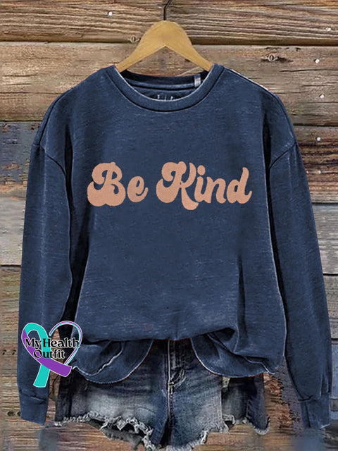 Be Kind Print Casual Sweatshirt Blue / S