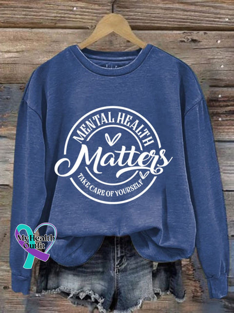 Be Kind Print Casual Sweatshirt Blue / S