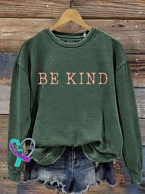 Be Kind Print Casual Sweatshirt Green / S