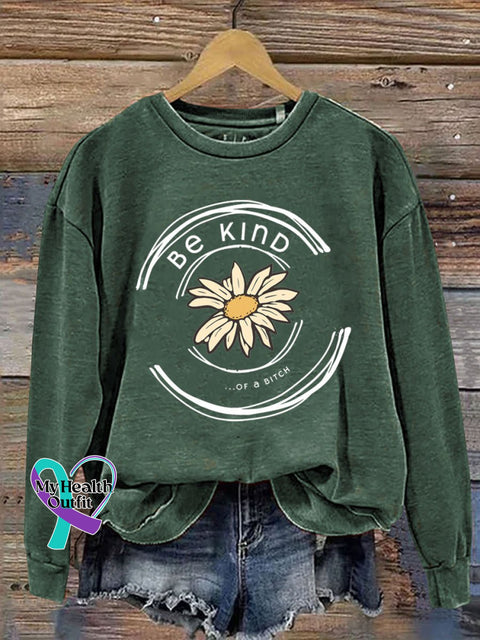 Be Kind Print Casual Sweatshirt Green / S
