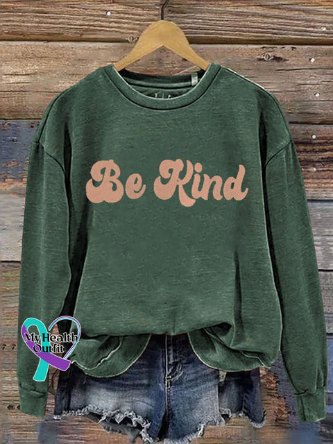 Be Kind Print Casual Sweatshirt Green / S